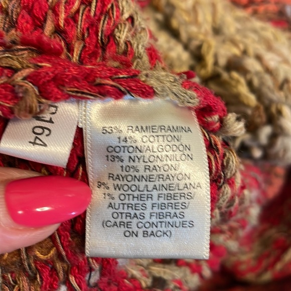 Susan Bristol vintage cable knit loop button down cardigan sweater yarn fringe M - Picture 8 of 10